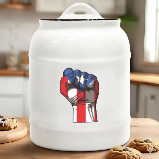 Puerto Rico Fist | Proud Boricua Flag Ceramic Cookie Jars