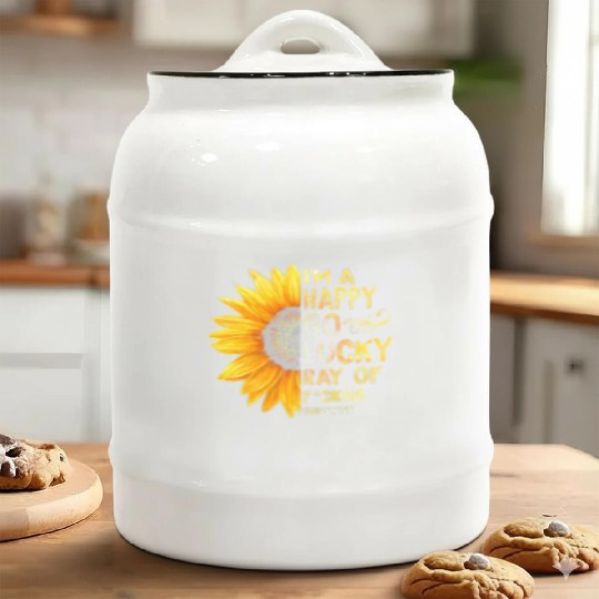 I'm A Happy Go Lucky Ray of Sunshine Sunflower Ceramic Cookie Jars
