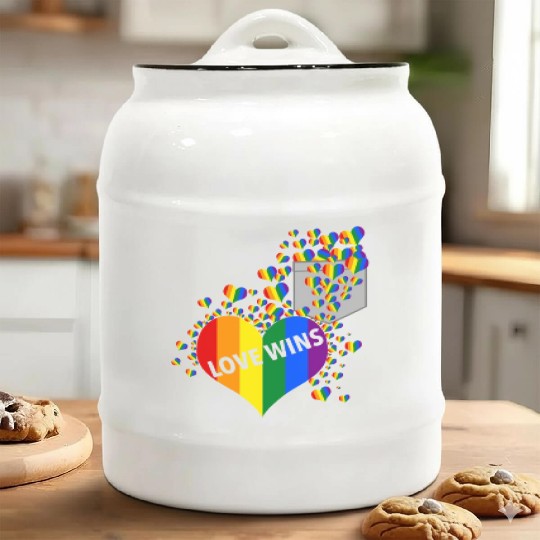 Love Wins Pride LGBTQ Community Pride Month Ceramic Cookie Jars