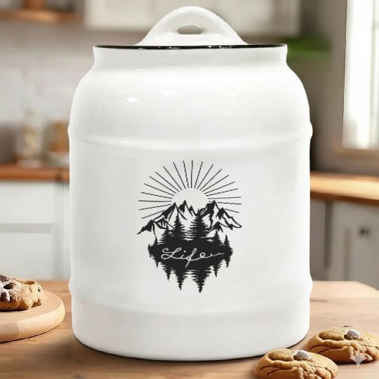 Mountains Camping Hiking Outdoor Forest Ceramic Cookie Jars