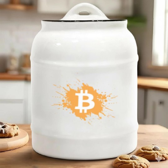Bitcoin Crypto Cryptocurrency Splash Ceramic Cookie Jars