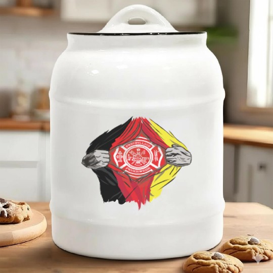 German Volunteer Fire Brigade Firefighter Ceramic Cookie Jars