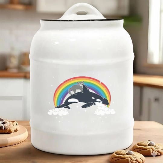 Raccoon Trash Panda Funny Orca Killer Whale Gift Ceramic Cookie Jars