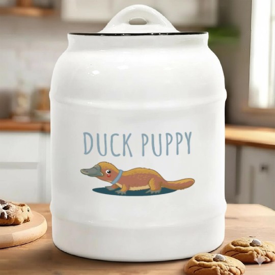 Duck Puppy Duck puppy sweet gift platypus cute Ceramic Cookie Jars