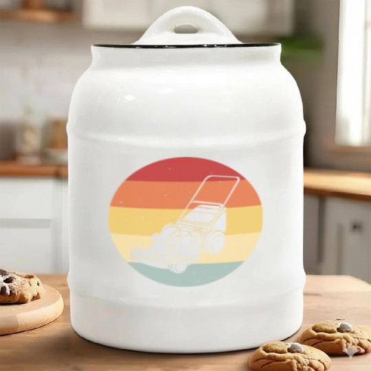 Lawn Mowing Lawn Mower Vintage Retro Ceramic Cookie Jars