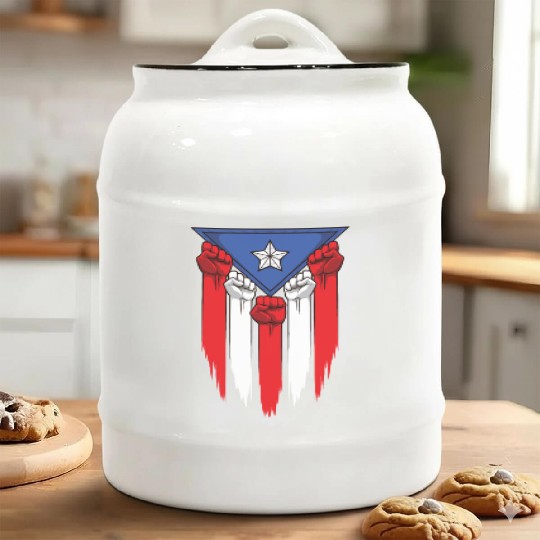 Puerto Rico Flag - Boricua Raised Fists Ceramic Cookie Jars
