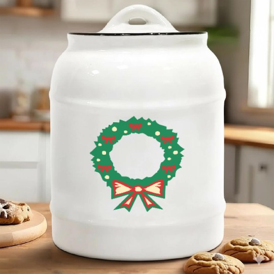 christmas wreath Ceramic Cookie Jars