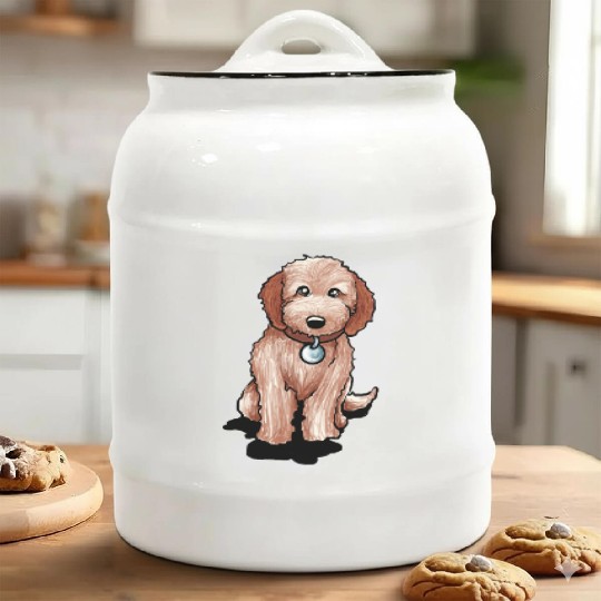 Cute Goldendoodle Puppy Gift Golden Doodle Print Ceramic Cookie Jars