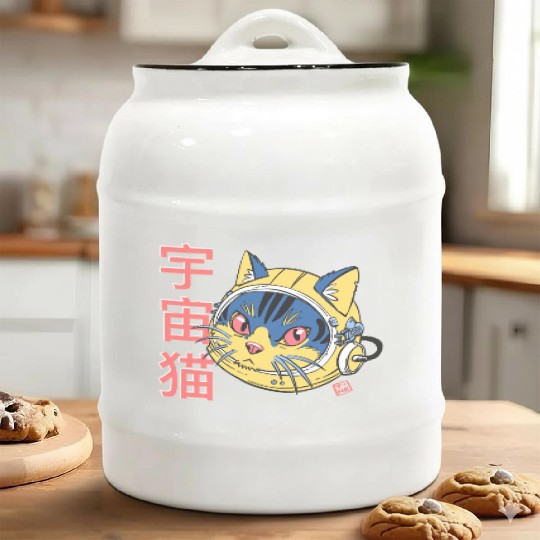 Astro Cat Ceramic Cookie Jars