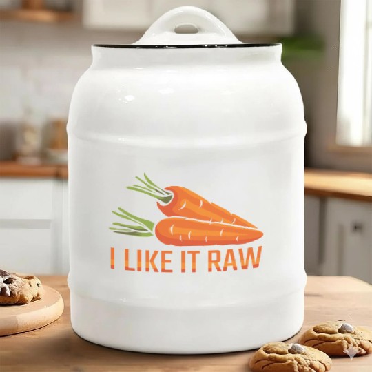 Funny Veggie Foodie Vegetarian Carrot Raw Food Ceramic Cookie Jars