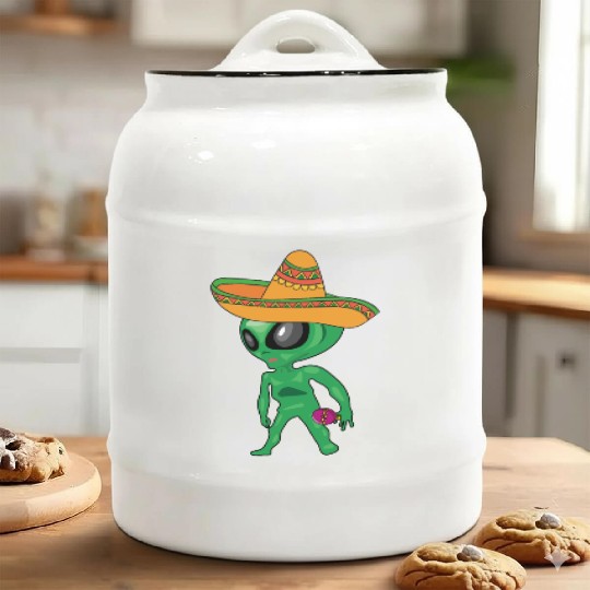 VIVA MEXICO QUE PASA CINCO DE MAYO GREEN ALIEN FUN Ceramic Cookie Jars