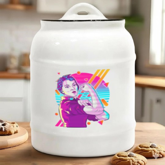 Rosie The Riveter Vaporwave Ceramic Cookie Jars