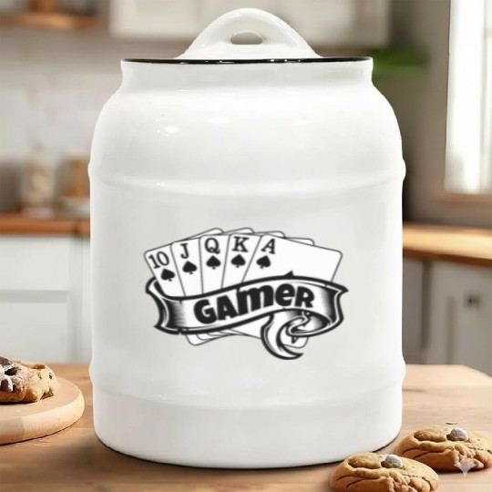 4 Aces Gamer Poker Ceramic Cookie Jars