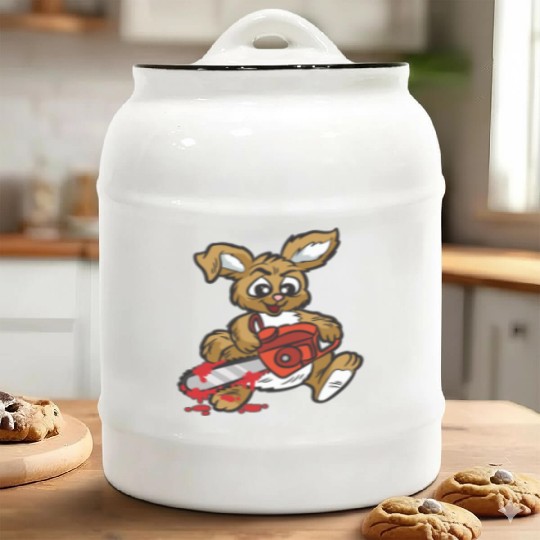 BAD BUNNY WITH CHAINSAW Ceramic Cookie Jars