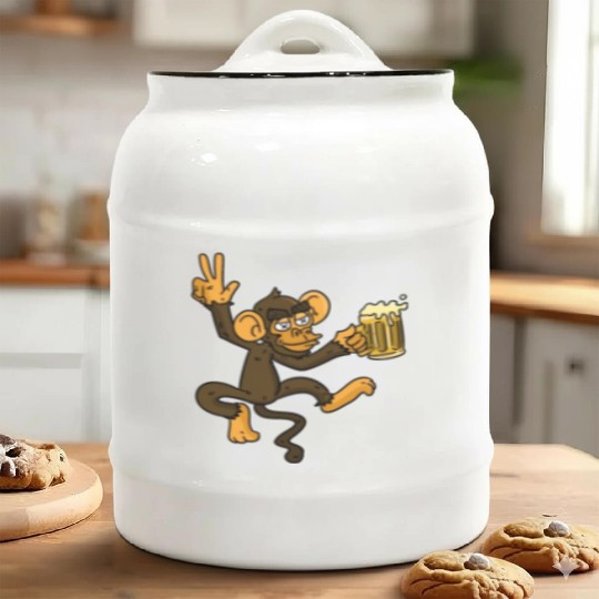 DRUNK MONKEY Beer Ceramic Cookie Jars