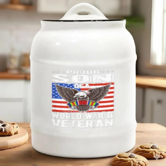 Proud Son of World War 2 Veteran Military Ceramic Cookie Jars