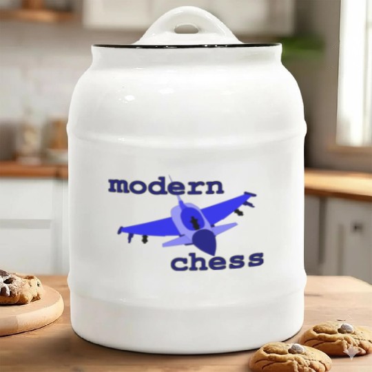 modern chess in royal blue Ceramic Cookie Jars