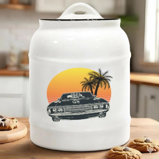 Muscle Car Sunset Ceramic Cookie Jars