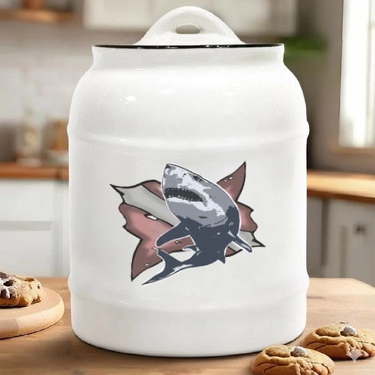 Scuba Diving Shark Gift holiday retro Ceramic Cookie Jars