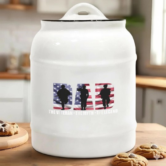 Dad The Veteran The Myth The Legend - Father's Day Ceramic Cookie Jars