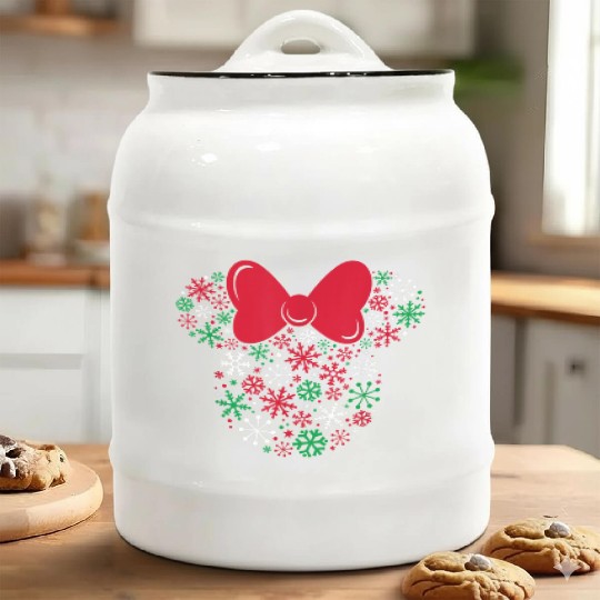 Disney Minnie Mouse Icon Holiday Snowflakes Ceramic Cookie Jars