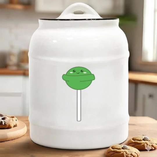 Cute Green Lollipop Ceramic Cookie Jars