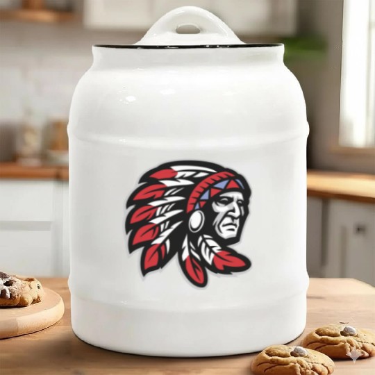 Native American Indian Headdress Ceramic Cookie Jars