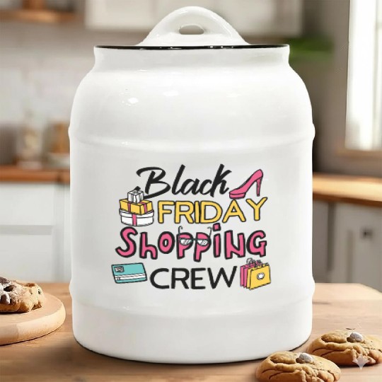 Holiday Shopping Black Friday Shopping Crew Funny Ceramic Cookie Jars