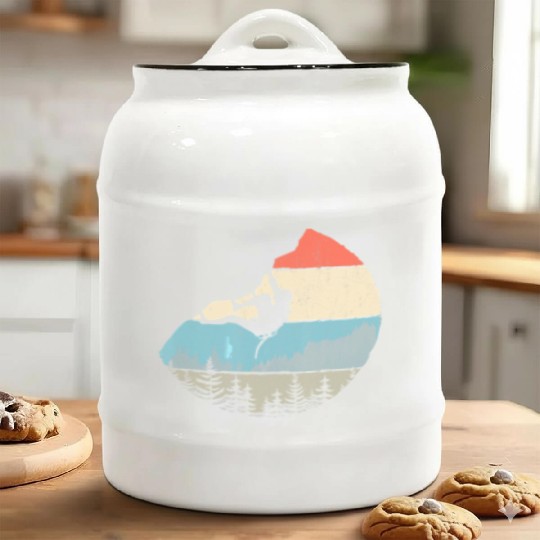 Vintage Style Rock Climbing Retro Bouldering Ceramic Cookie Jars