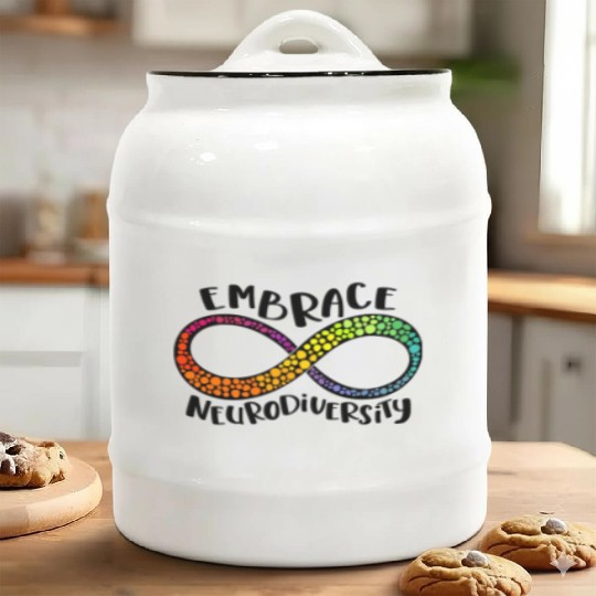 Embrace Neurodiversity Infinity Symbol Ceramic Cookie Jars