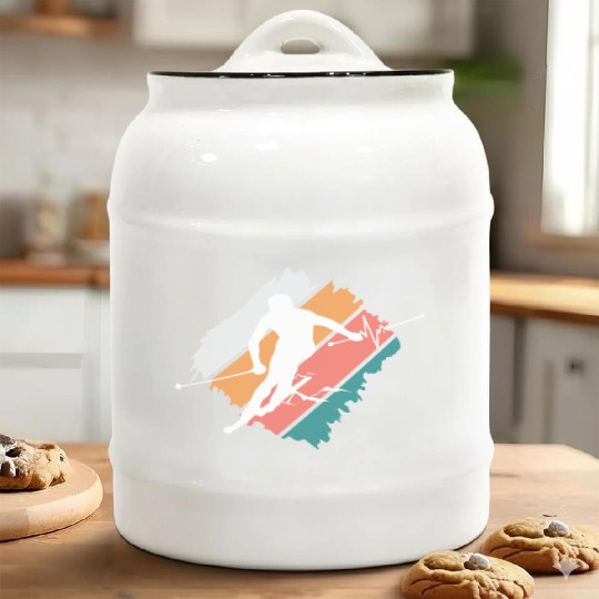 ski skiing winter sports mountains funny snow reso Ceramic Cookie Jars