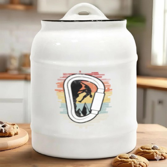 Climbing Bouldering Carabiner Climber Ceramic Cookie Jars