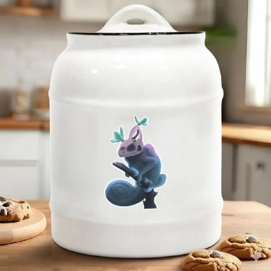 Neon Petrified Chameleon Ceramic Cookie Jars