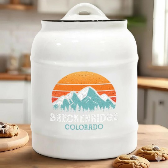 Vintage Breckenridge Ceramic Cookie Jars Retro Sun Mountains
