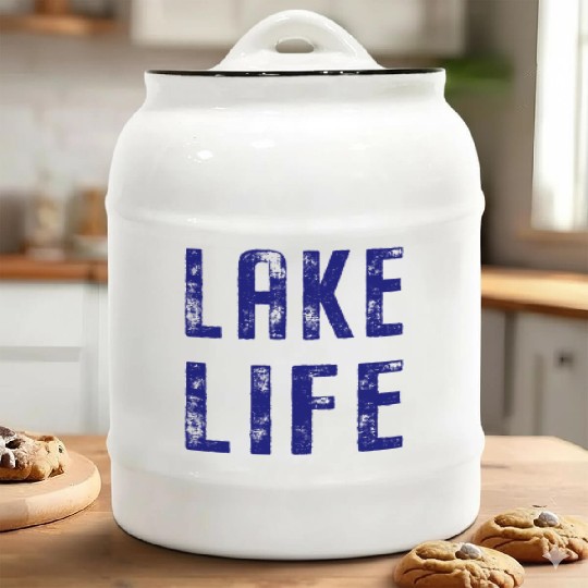 Vintage Distressed Lake Life Ceramic Cookie Jars