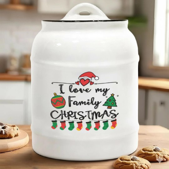 I Love My Family ,Christmas family Ceramic Cookie Jars.