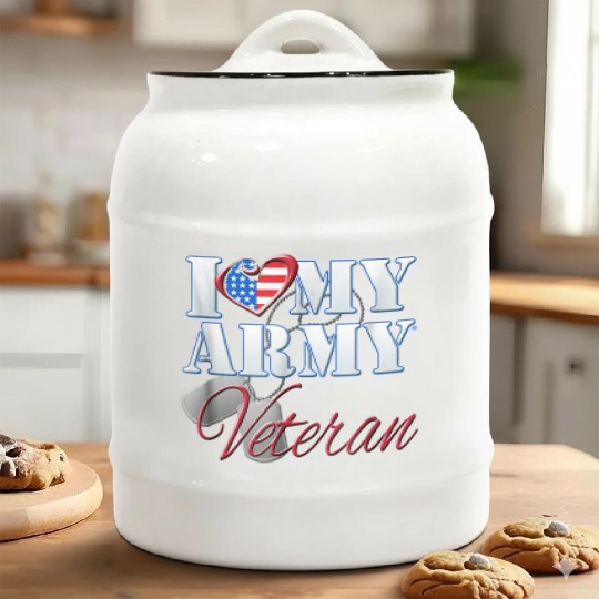 I Love My Army Veteran Patriotic Men Women Ceramic Cookie Jars