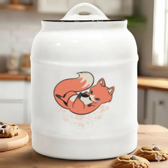 Sakura Fox Cherry Blossom Ceramic Cookie Jars