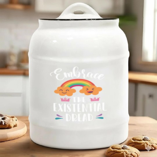EMBRACE THE EXISTENTIAL DREAD Comics Rainbow Gift Ceramic Cookie Jars
