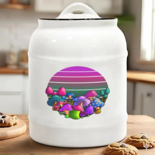 de and Seek Challenge Accepted Fungi Mushroom Ceramic Cookie Jars