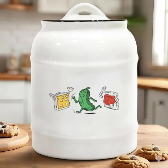 Baseball Pickle Runner Tomato Cheese Sandwich Joke Ceramic Cookie Jars