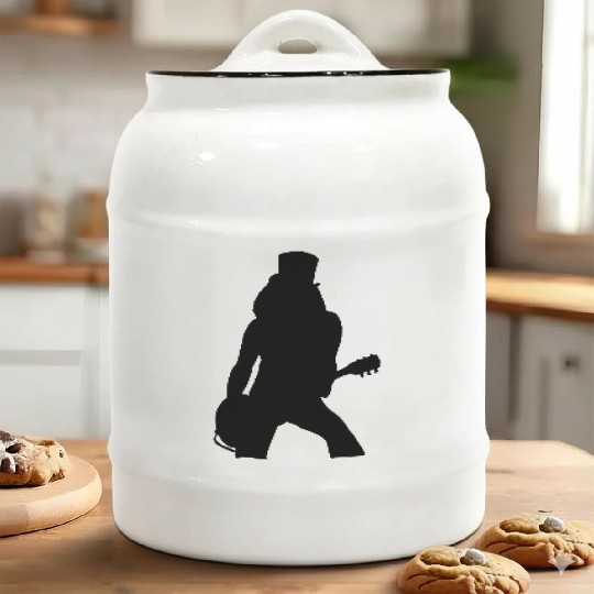Guitar player shadow, silhouette Ceramic Cookie Jars