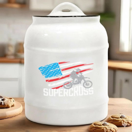 Supercross Motocross Racing Biker Ceramic Cookie Jars