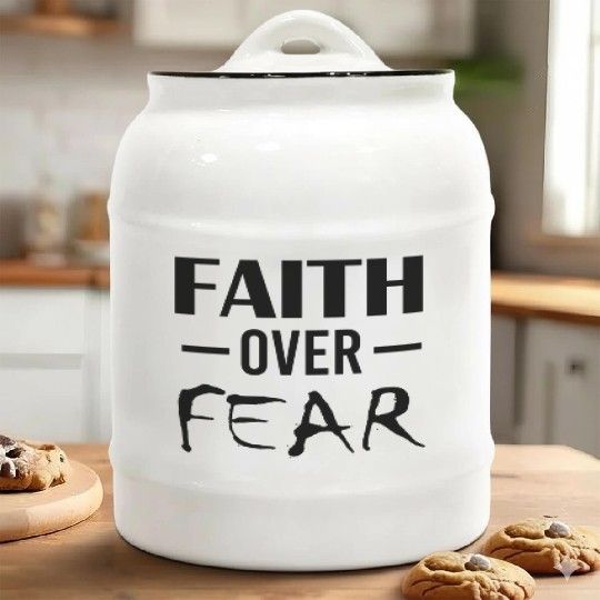 Faith Over Fear Christian Bible Prayer Power Peace Ceramic Cookie Jars