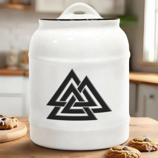 Valknut Pagan Viking Germanic Triangles Symbol Ceramic Cookie Jars