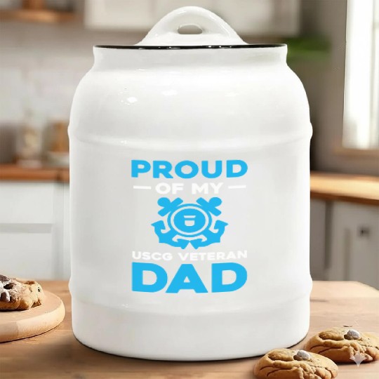 Proud Of My USCG Veteran Dad Coast Guard Ceramic Cookie Jars