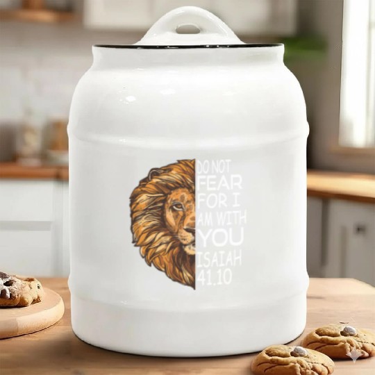 Christian Religious Bible Verse Sayings Lion Fear Ceramic Cookie Jars