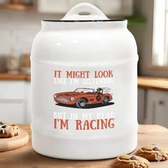 Racing Race Car Driver And Muscle Car Ceramic Cookie Jars
