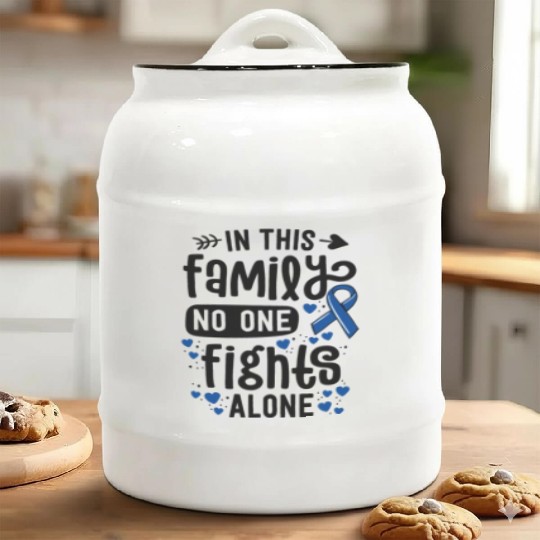 In This Family No One Fights Alone Colon Cancer Ceramic Cookie Jars