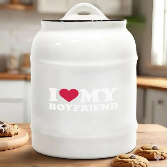 I Love My Boyfriend birthday christmas gift Ceramic Cookie Jars